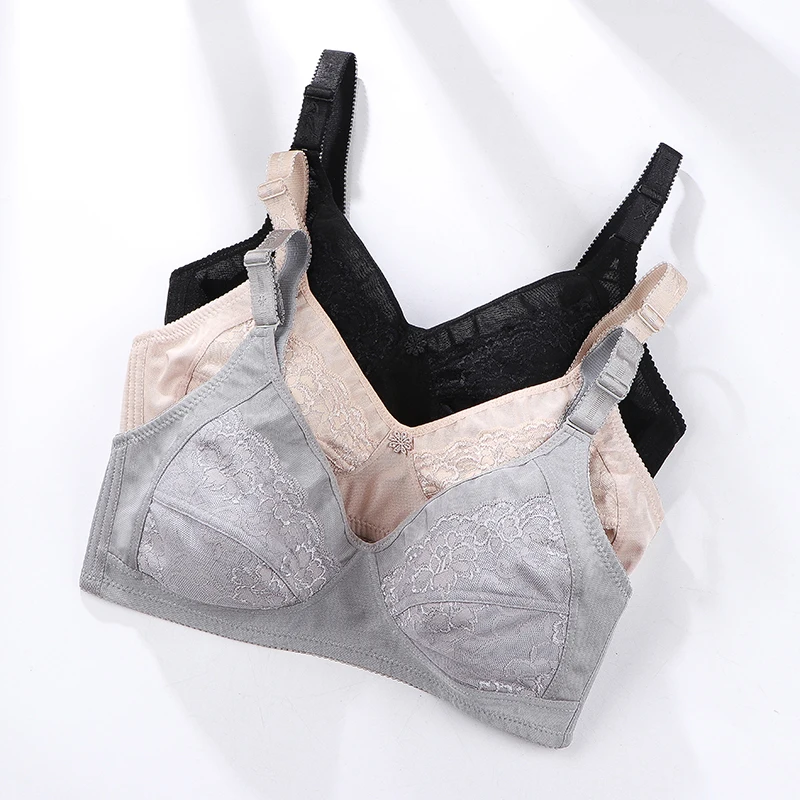 Sexy Big Size Women Bra C Cup Floral Lace Wireless Plus Size Bralette Ultra-Thin Breathability Comfort Bra Mum Underwear