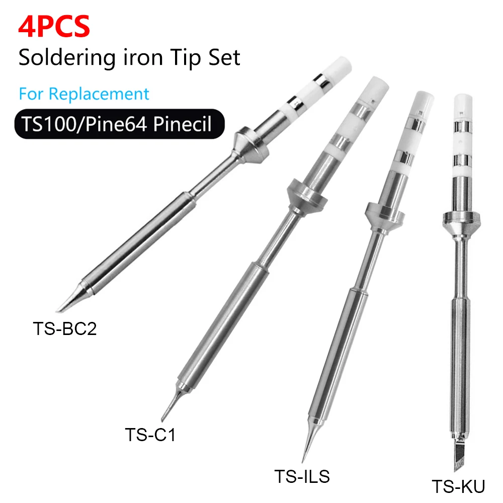 Pointes de fer à souder remplacement différents modèles de Pine64 TS100 Pinecil TS B2 BC2 C1 KU ILS I C4 D24 K BC3 JL02 J02 Kit