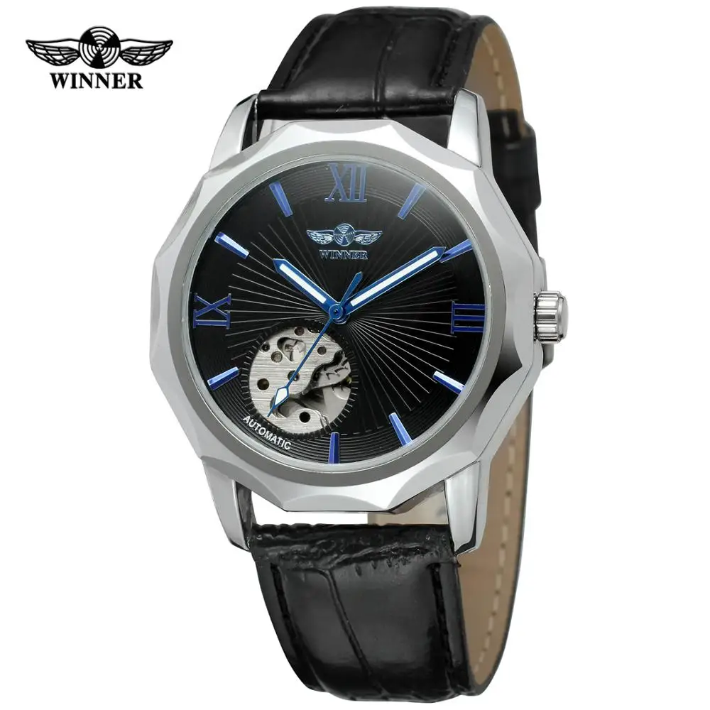 WINNER Round men's and women's watches leisure trend hollow watches automatic mechanical wrist watches