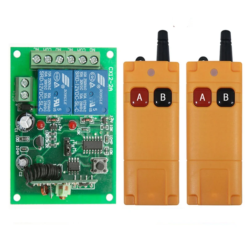 القطاع الصناعي تيار مستمر 12 فولت 24 فولت 2CH جهاز ريموت كنترول لا سلكي للترددات اللاسلكية التبديل راديو استقبال مع 20 متر-2000 متر لمسافات طويلة تحكم عن بعد #3