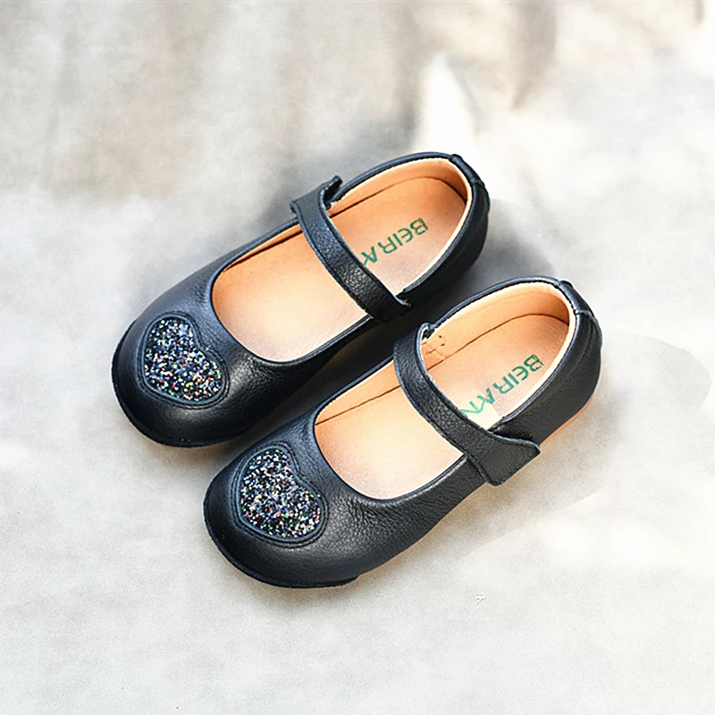 Full-grain Leather Girls Casual Shoes Kickproof Design Princess Baby Shoes Genuine Leather Children Sandals Kids Shoes