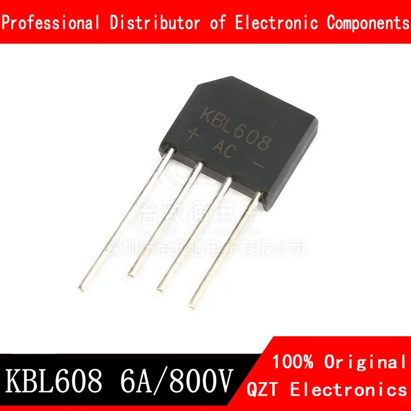 10pcs/lot KBL608 KBL 608 Bridge Pile 6A 800V Flat Bridge Rectifier In Stock