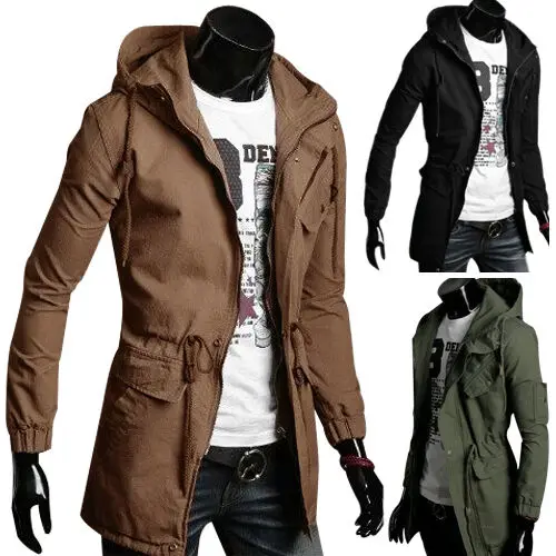 Winter Solid Color Casual Jacket Warm  Coat Slim Outwear Overcoat Men