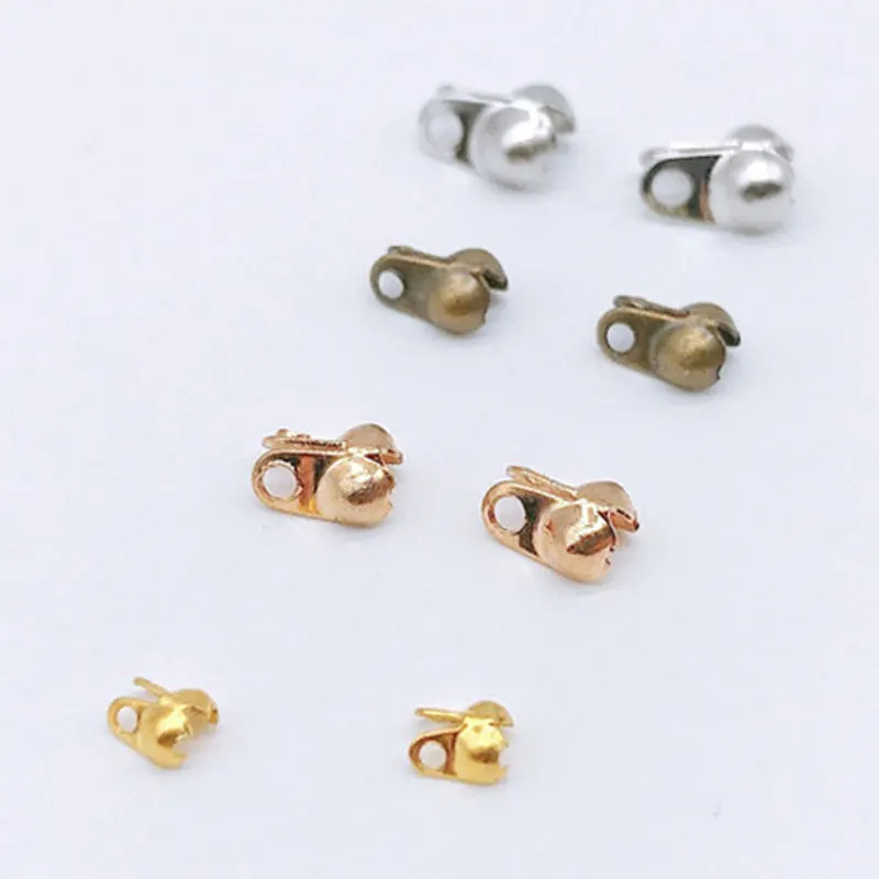 

200pcs Metal 1.2 1.5 2 2.4mm Ball Chains Connectors Clasps Gold Silver Color End Clasps Caps Crimp Beads For Diy Jewelry Making