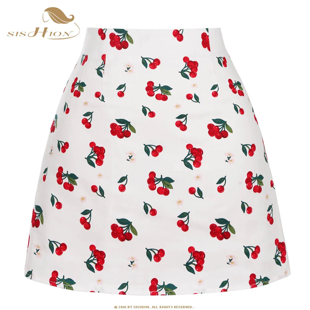 SISHION Dropshipping Floral Toucan Print Mini Rock SS0008 Baumwolle Vintage Schlank Retro Sexy Röcke Frauen Damen Frauen Rock Y2K – Detail 20