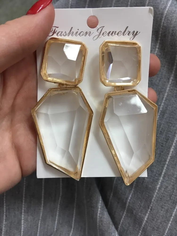 2025 New Transparen Resin Geometric Statement Earrings Women Jewelry Indian Retro Large Long Drop Dangle Earrings