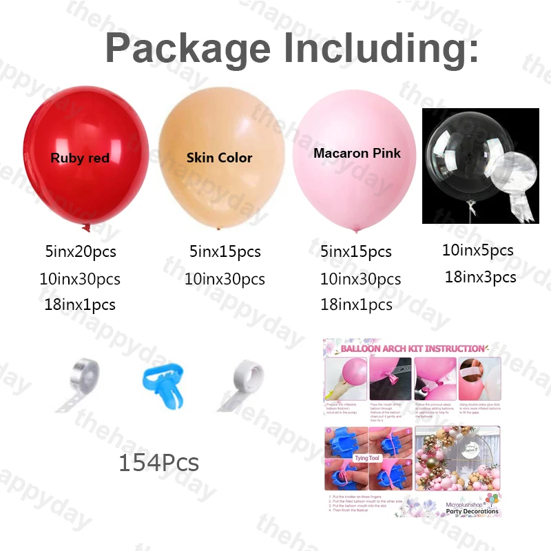 Ruby Red Pink Balloons Garland Kit Valentine Balloon Arch Globos Wedding Valentine\'s Day Decor Baby Shower Birthday Party Decor