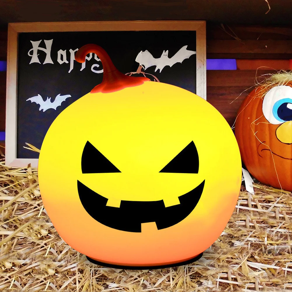 

Halloween Evil Pumpkin Night Light Touch Dimmable 7 Colors Night Lamp Horror Bedside Table Lamp Halloween Home Party Decoration