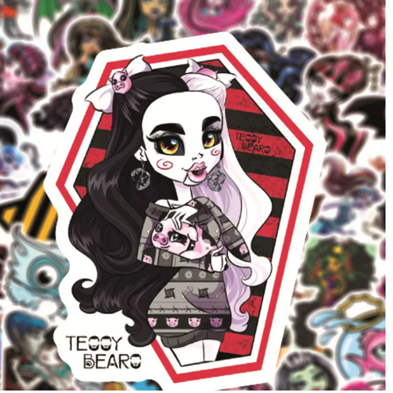 10/30/50pcs  Monster High School Animation Skateboard Travel Suitcase Phone Laptop Luggage Stickers Diy Kids Girl Toys