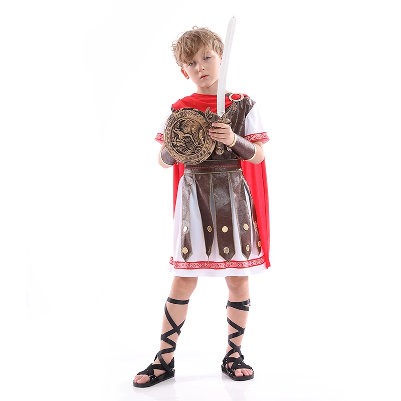 Kids Warrior Gladiator Costume Spartan Warriors Knight Costumes For Child Greek Roman Gladiator Soldier Outfit Halloween Cosplay