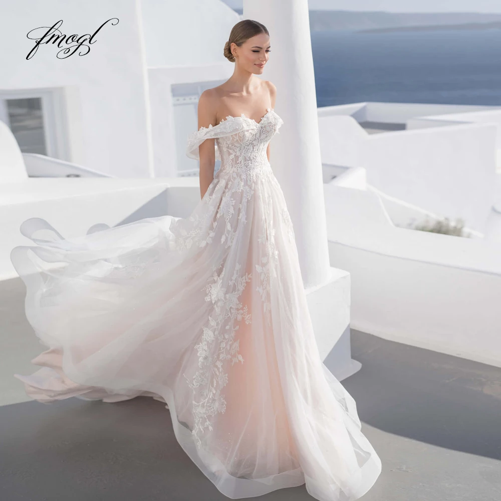 

Fmogl Sexy Illusion Sweetheart Lace Vintage Wedding Dresses Luxury Appliques Button Court Train A Line Bride Gown Plus Size