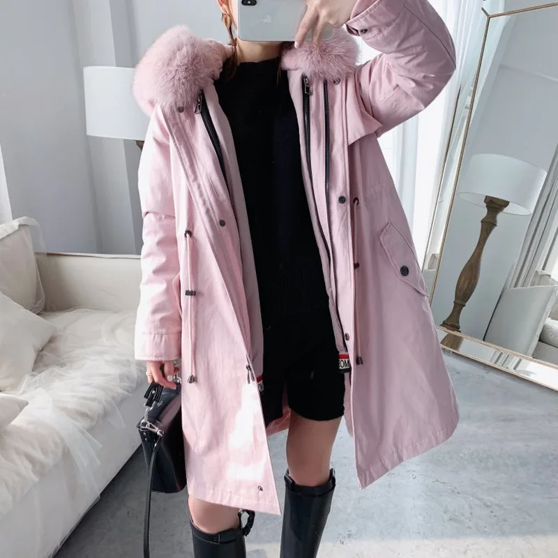 

Rex Rabbit Fox Collar Real Fur Parka for Clothes 2020 Winter Coat Women Abrigo MujerYY220