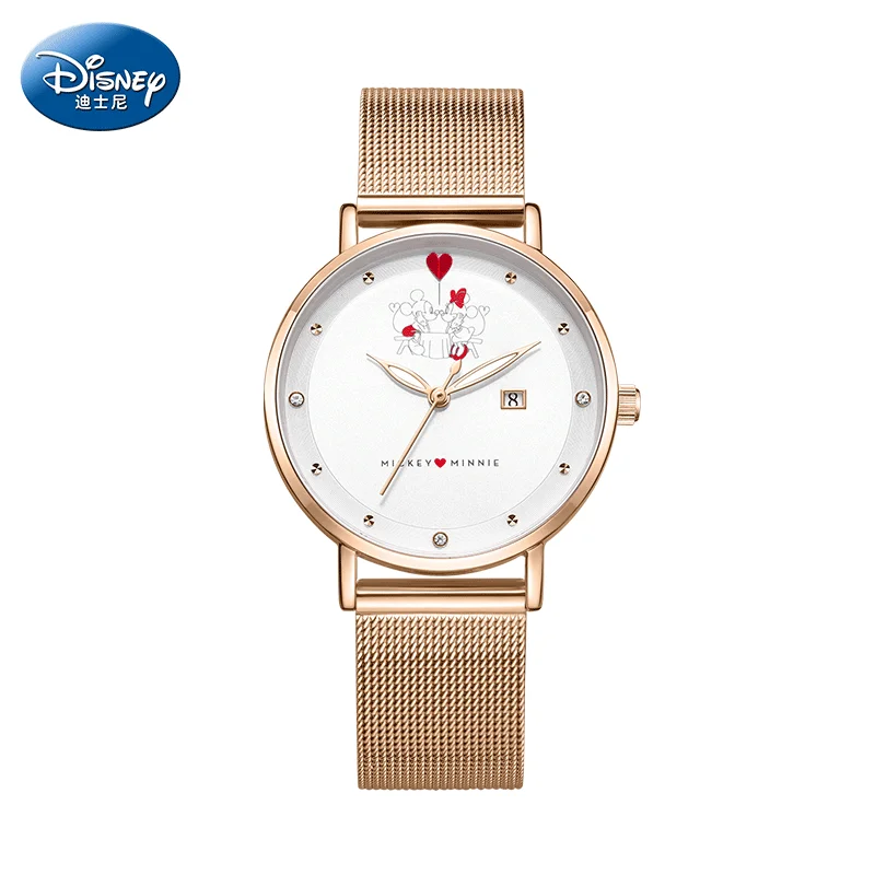 

Japan Quartz Movement Disney New Micky Minnie Mouse Women Stainless Steel Mesh Rose Gold Waterproof Ladies Watch Dropshipping