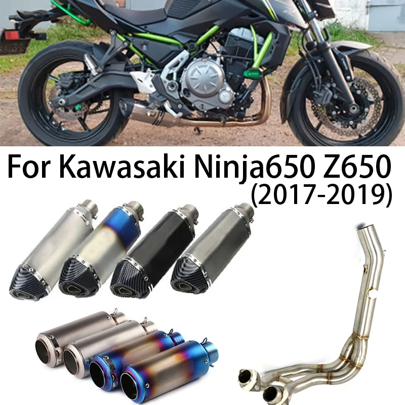 

For Kawasaki ER6N Versys 650 Z650 Ninja 650 R Upgrade Modified Motorcycle Exhaust Front Pipe Carbon Fiber Muffler Full System