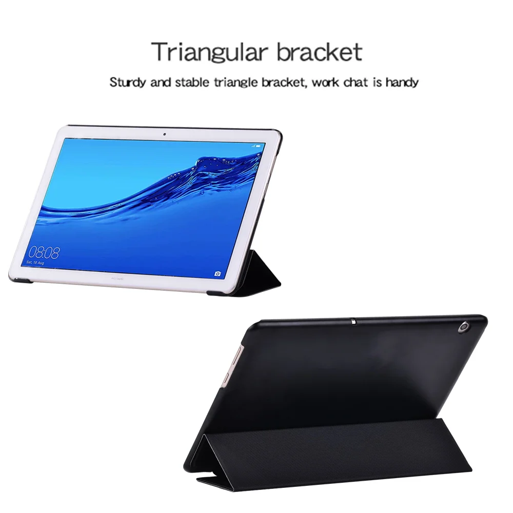 Capa para huawei mediapad t3 10 9.6 polegadas/mediapad t5 10 10.1 polegadas dobrável tablet capa de couro com três dobras suporte escudo