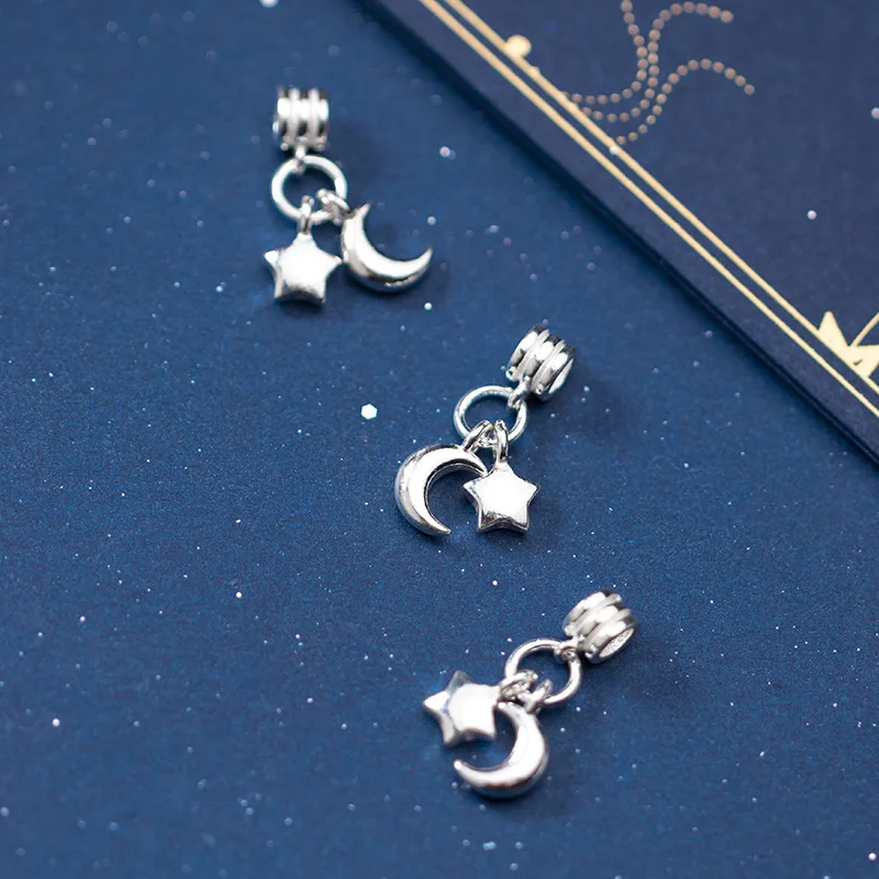 925 Sterling Silver Romantic Moon&Star Charms Simple Design Necklace Silver Pendants DIY Jewelry Components Women Birthday Gift