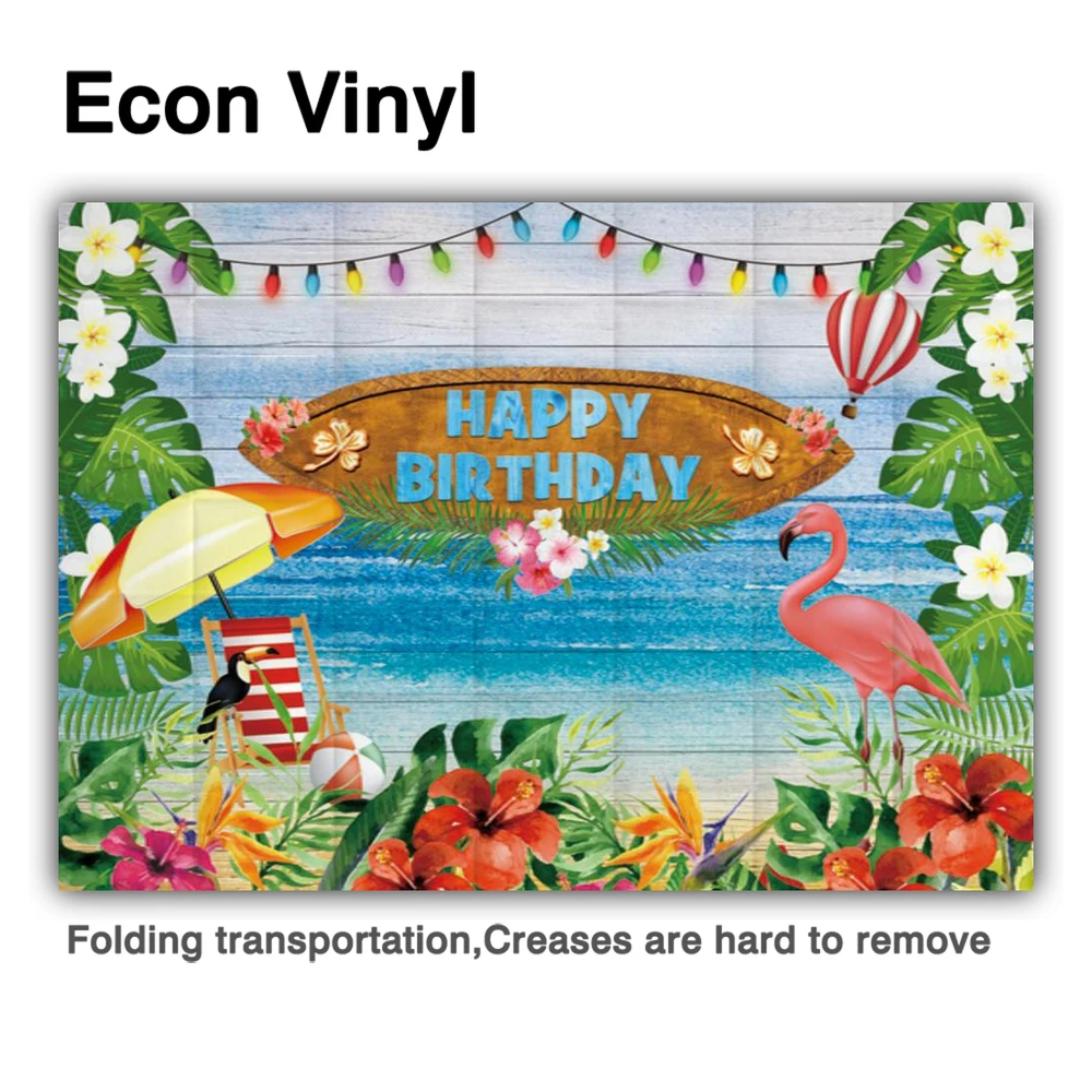 Funnytree Bữa Tiệc Sinh Nhật Vui Vẻ Nền Đèn Biểu Ngữ Lá Hạc Hoa Nhiệt Đới Biển Mùa Hè Ngày Lễ Photocall Phông Nền
