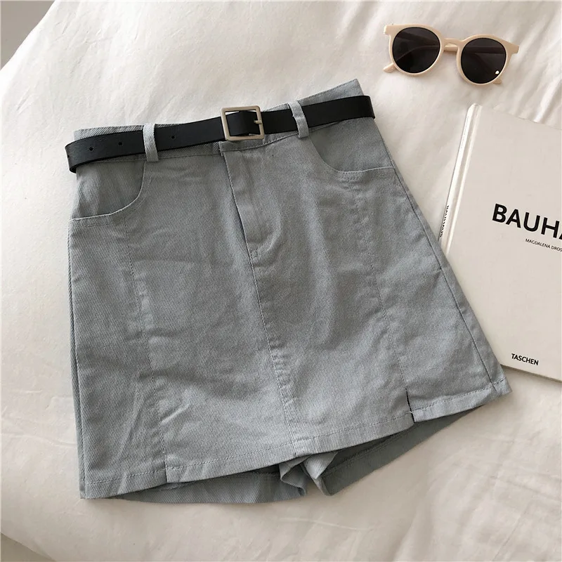 Mini Skirts Women England Solid Office Lady Summer Fashion High Waist A-line Pocket Females 4 Colors Casual Korean Style Slit