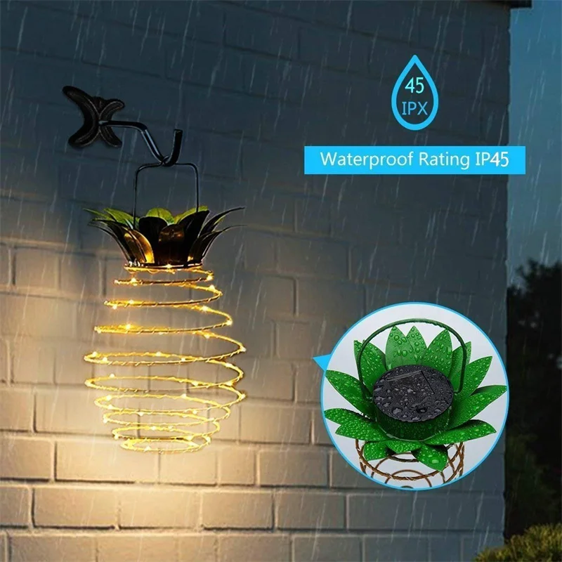 LED Solar Pineapple Light Lantern Copper Wire String Lights Outdoor Waterproof Garden Balcony Layout Decor Night Hanging Lights