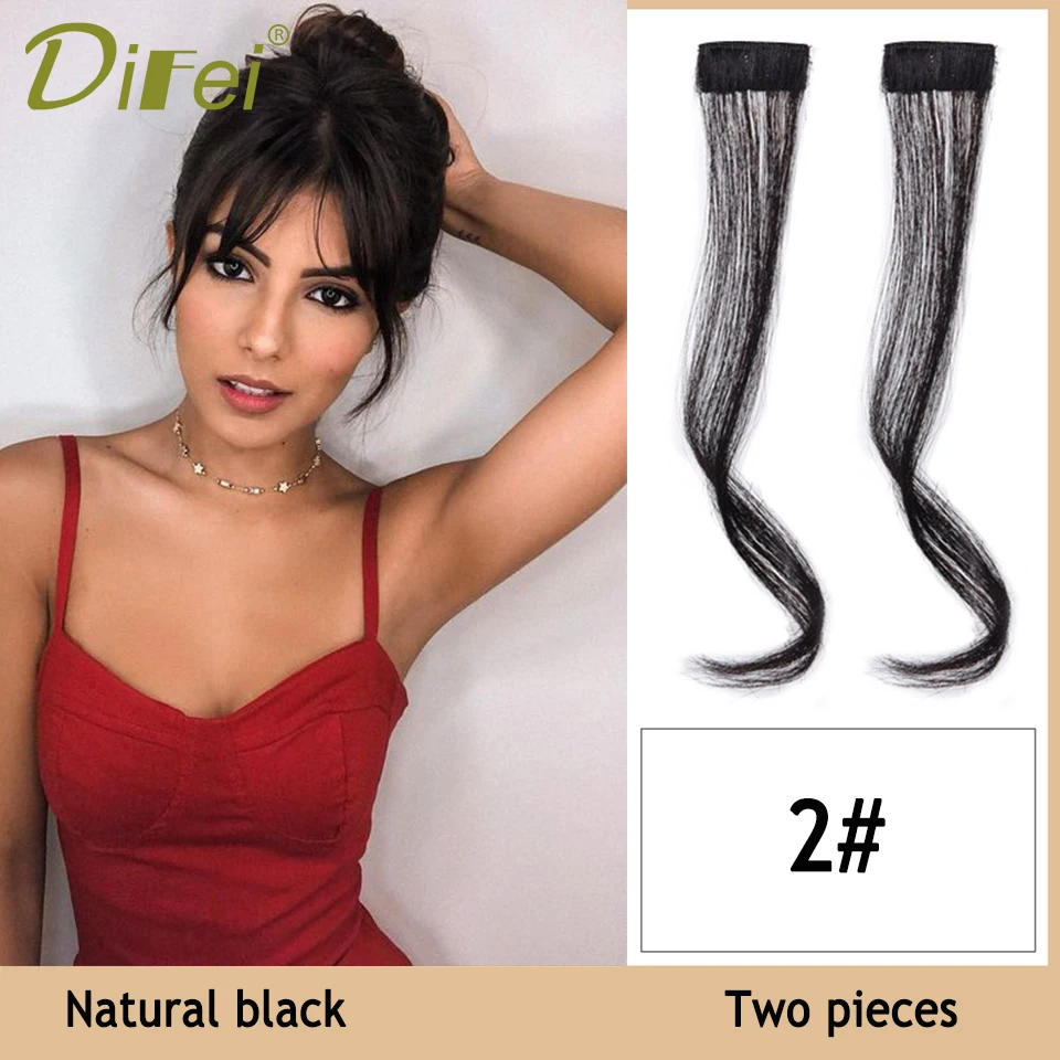 DFIEI Girl Fashion Hair Extension Face Sides Tassels Air Side Bangs Synthetic Heat Resistant Fiber Fakehair For Woman Two Pieces