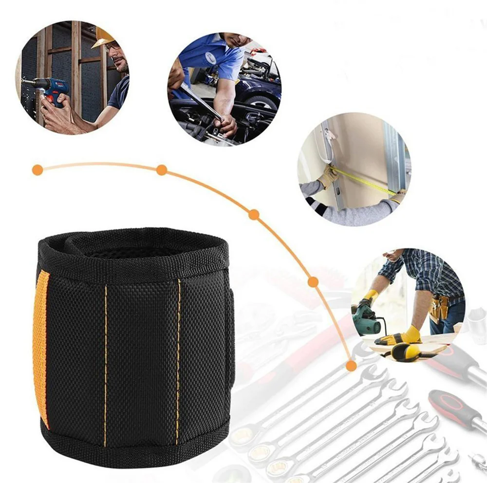 Portable Magnetic Tool Bag Wristband Woodwork Electrician Wrist Tool Belt with Telescopic Pick Up Tool for Screw Nail Nut Bolt