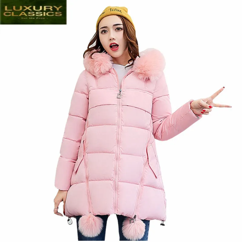 

Jacket 2021 Wadded Winter Women Cotton Hooded Outwear Warm Parka High Quality Female Coat Jaqueta Feminina Inverno CJ386