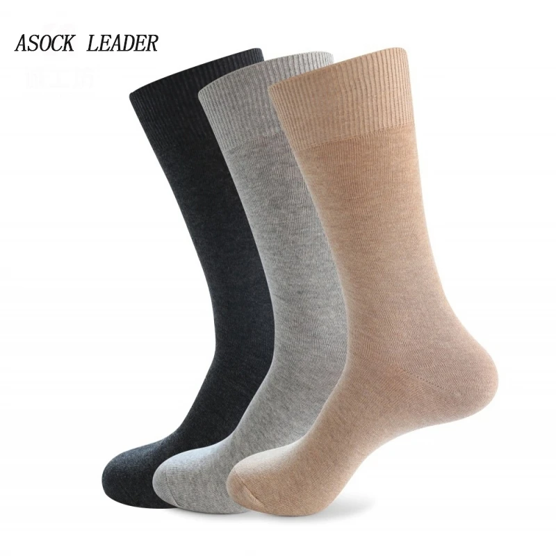 

3 Pairs European American Autumn Winter Socks Men's Socks Plain Weave Combed Cotton Plus size Socks For Men