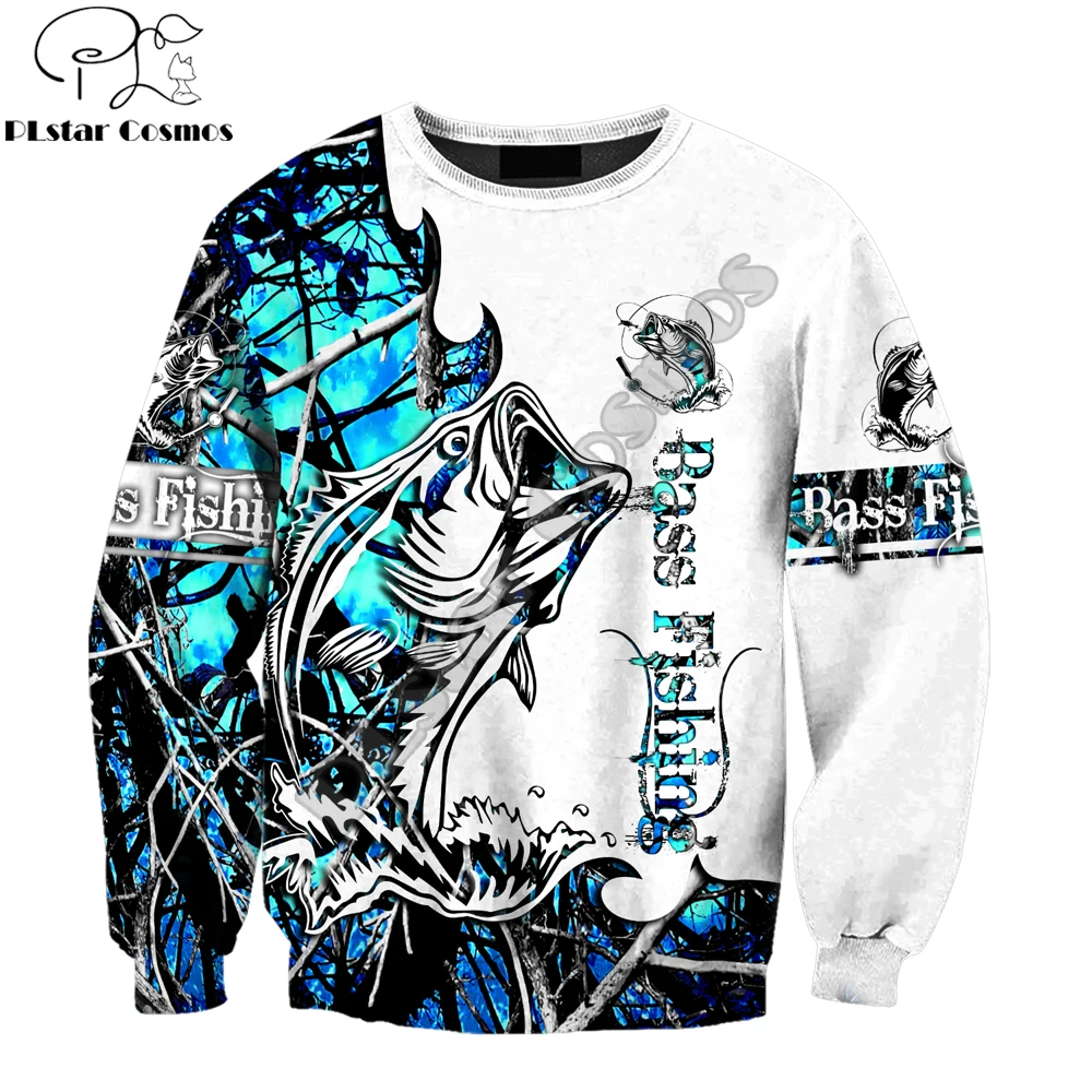 Sudadera Bass Fishing KJ418 con capucha – Camuflaje azul 3D - imagen 2