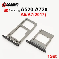 Aocarmo-bandeja de tarjeta SIM para Samsung Galaxy A520, A720, A5, A7, 2017, lector de tarjeta SIM Dual, soporte de bandeja, ranura SD