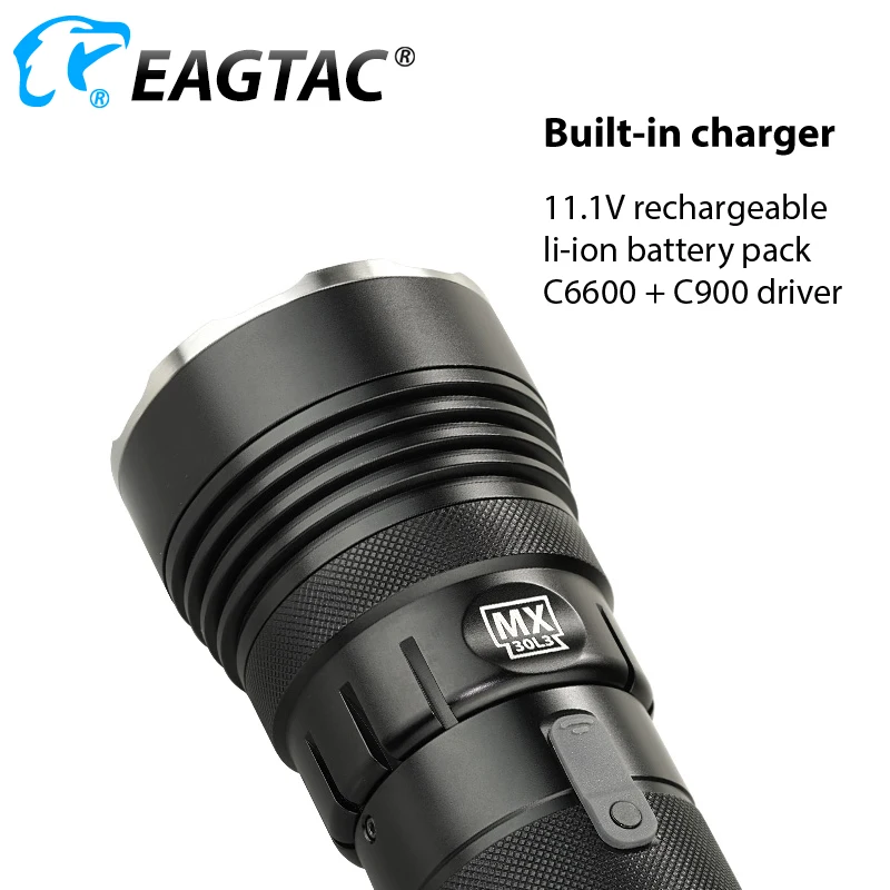 EAGTAC MX30L3CR KIT 6000 Lumen Rechargeable LED Flashlight Stainless Steel Bezel 3*18650 3500mAh Ultra Bright Photographer