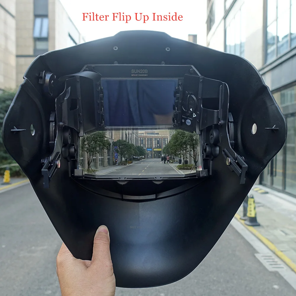 Professional Auto Darkening Welding Helmet Top Optical 1/1/1/1 View 100x65mm Brightest DIN3 Welder Mask