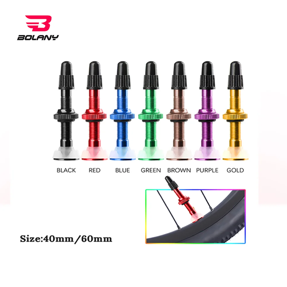 BOLANY 2pcs Bicycle Valve 40mm/60mm MTB Road Bike Tubeless Tires Conversion Anodize Aluminum Alloy Sealant Accessories