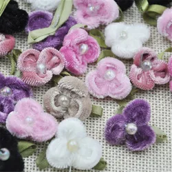 20pcs velvet ribbon Flower appliques wedding doll lots mix Upick B024