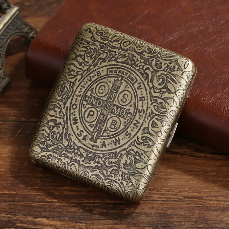 constantine cigarette case Vintage Bronze Constantine Cigarettes case Metal Portable 20 cigaret  Storage Box Anti-pressure Tobacco cigaret case