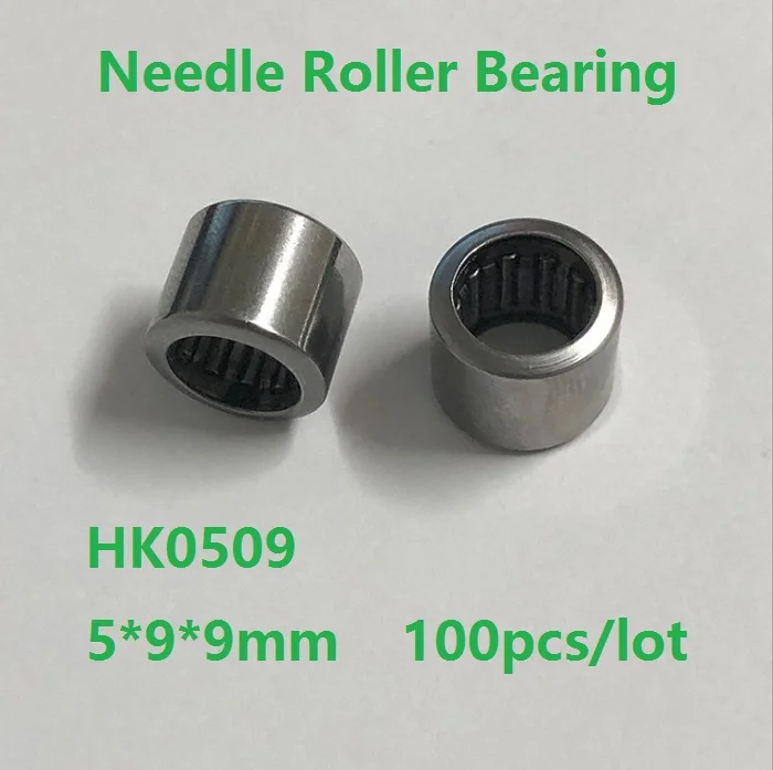 100pcs/lot HK0509 HK050909 High quality Drawn Cup Type Needle Roller Bearing 5*9*9 mm