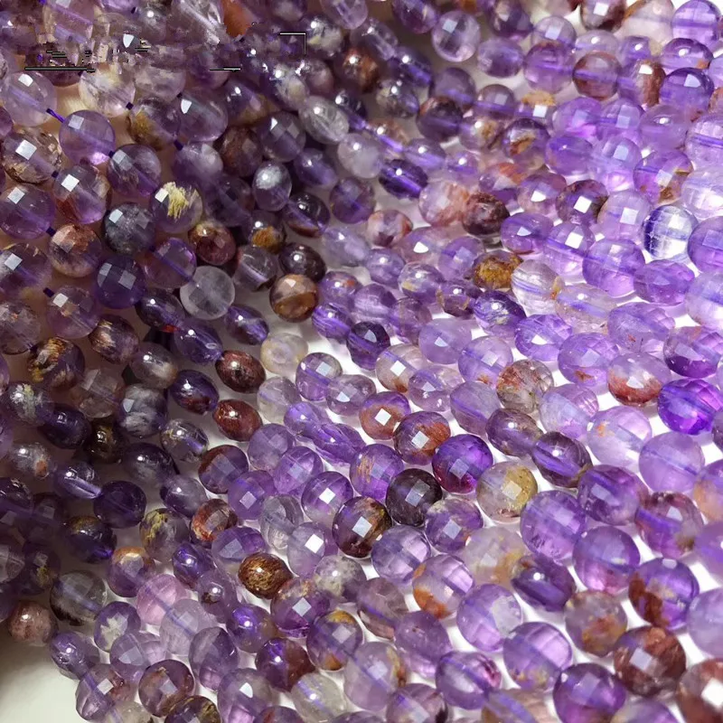 

loose beads amethyst coin faceted 8mm for making jewelry necklace 39cm FPPJ wholesale