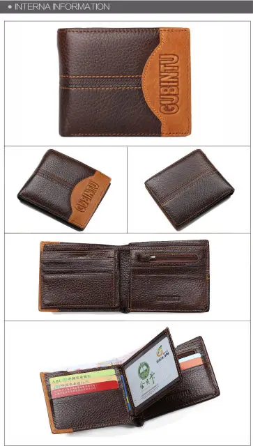 GUBINTU Men Wallets Genuine Cow Leather Short Design Card Holder Passcard Pocket Men High Quality Brand Male Wallet