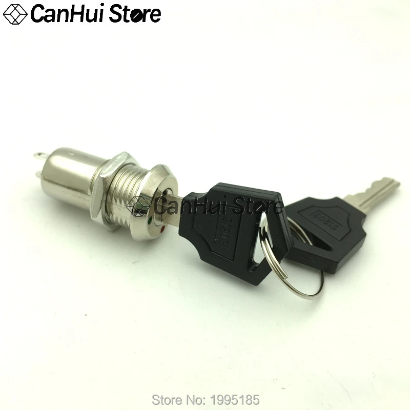 1Pcs 12mm 전자 키 스위치 ON OFF 잠금 스위치 전화 잠금 보안 전원 스위치 12*29/23mm S1203 135 2PIN 2 키 2 위치