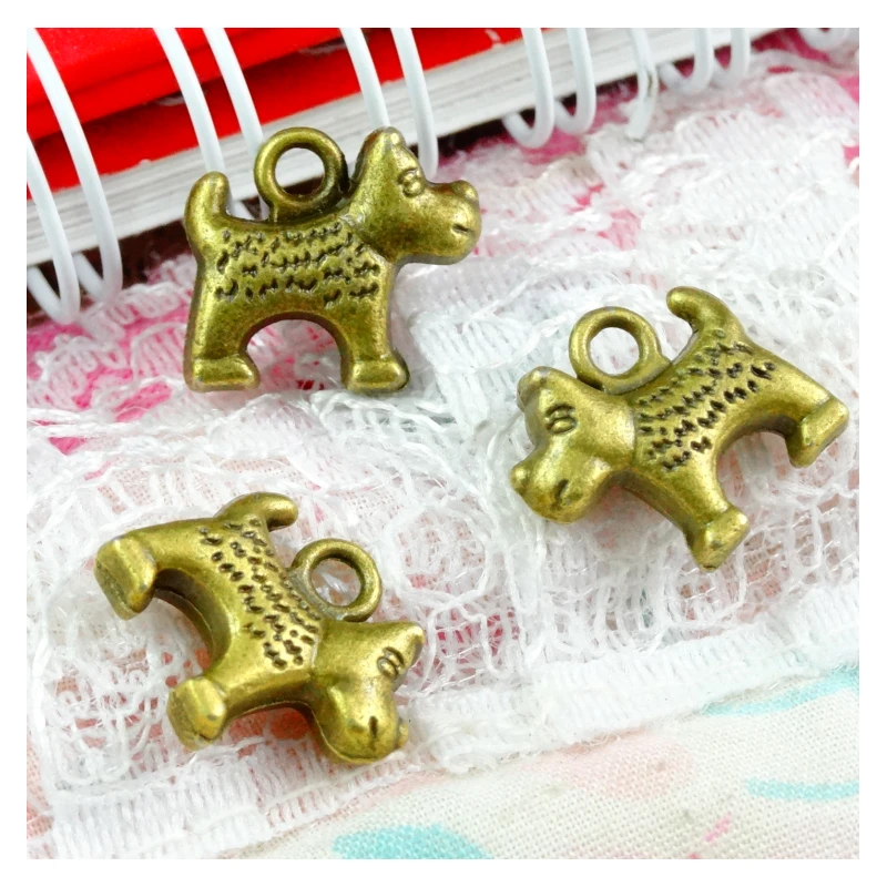

40pcs Charms Dog 14*12.6MM Antique Bronze Plated Pendants DIY Crafts Making Findings Handmade Jewelry accessories