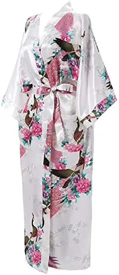 Bata kimono de dormir para mujer, de rayón y con flores, ropa de lencería íntima femenina, informal, para el hogar y la noche, de baño, sexy, talla