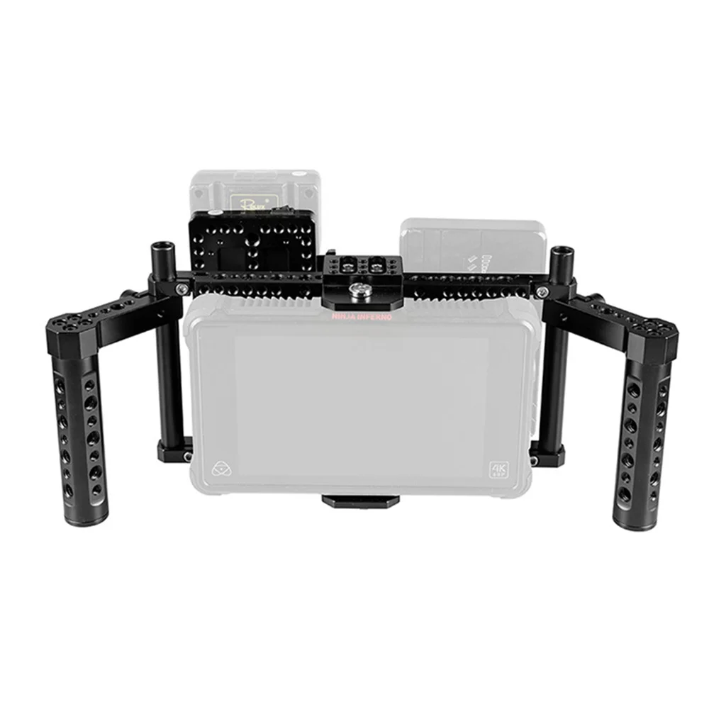 CAMVATE Adjustable Director's Monitor Cage Rig With Dual Cheese Handle Grip & V lock Quick Release Mounting Plate For 7