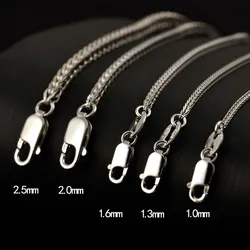 925 Sterling Silver Chopin Chain Necklace Platinum Color Long 40 45 50 55 60 65 70 80 CM Wide 1 1.3 1.6 2 2.5 MM Men Women Gift