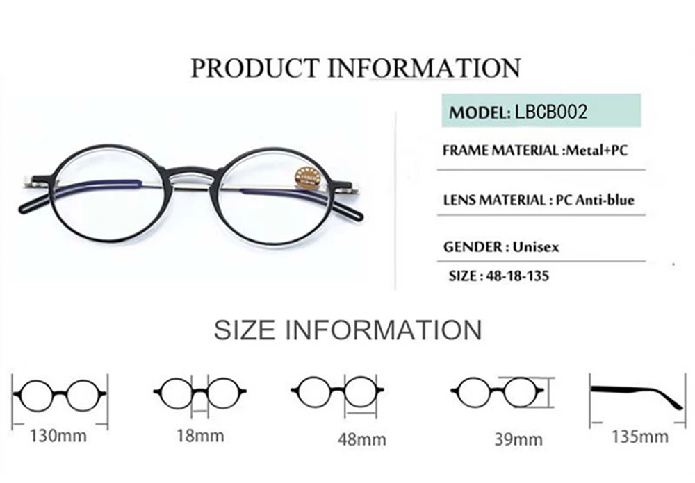 Licht Lesebrille Ultradünne Protable Weit Sicht Brillen Anti-Blue Ray Brillen Brillen Mit Fall Runde Rahmen Gläser – Detail 1