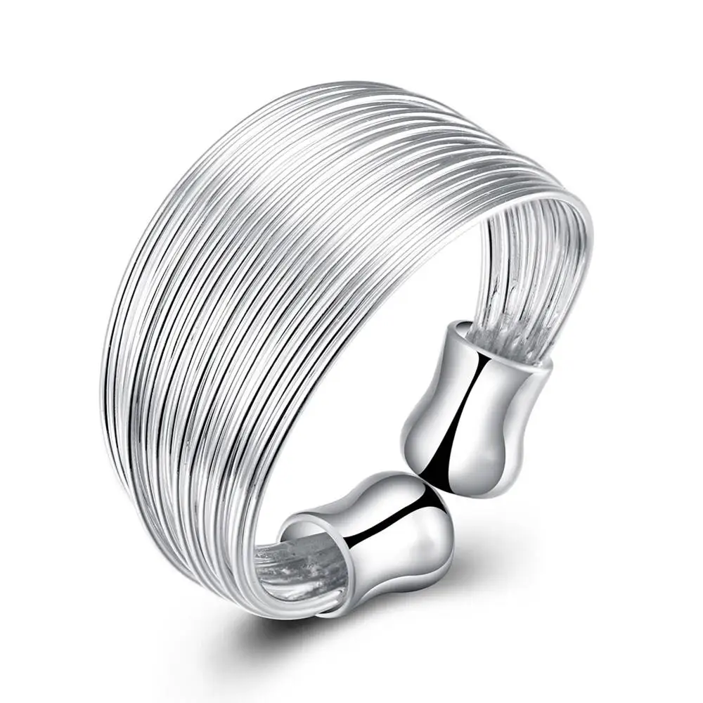 New  925 Sterling Silver Multi-Line Open Ring Is Suitable For Women'S Wedding Engagement Party Fashion Charm Jewelry