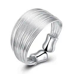New 925 Sterling Silver Multi-Line Open Ring Is Suitable For Women'S Wedding Engagement Party Fashion Charm Jewelry