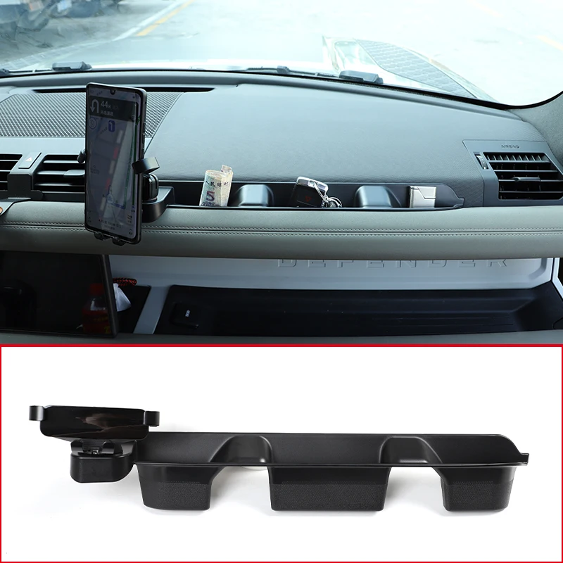 

ABS Black Co-pilot Armrest Handle Storage Box Phone Holder Tray Qrganizer Box For Land Rover Defender 90 110 2020-2024