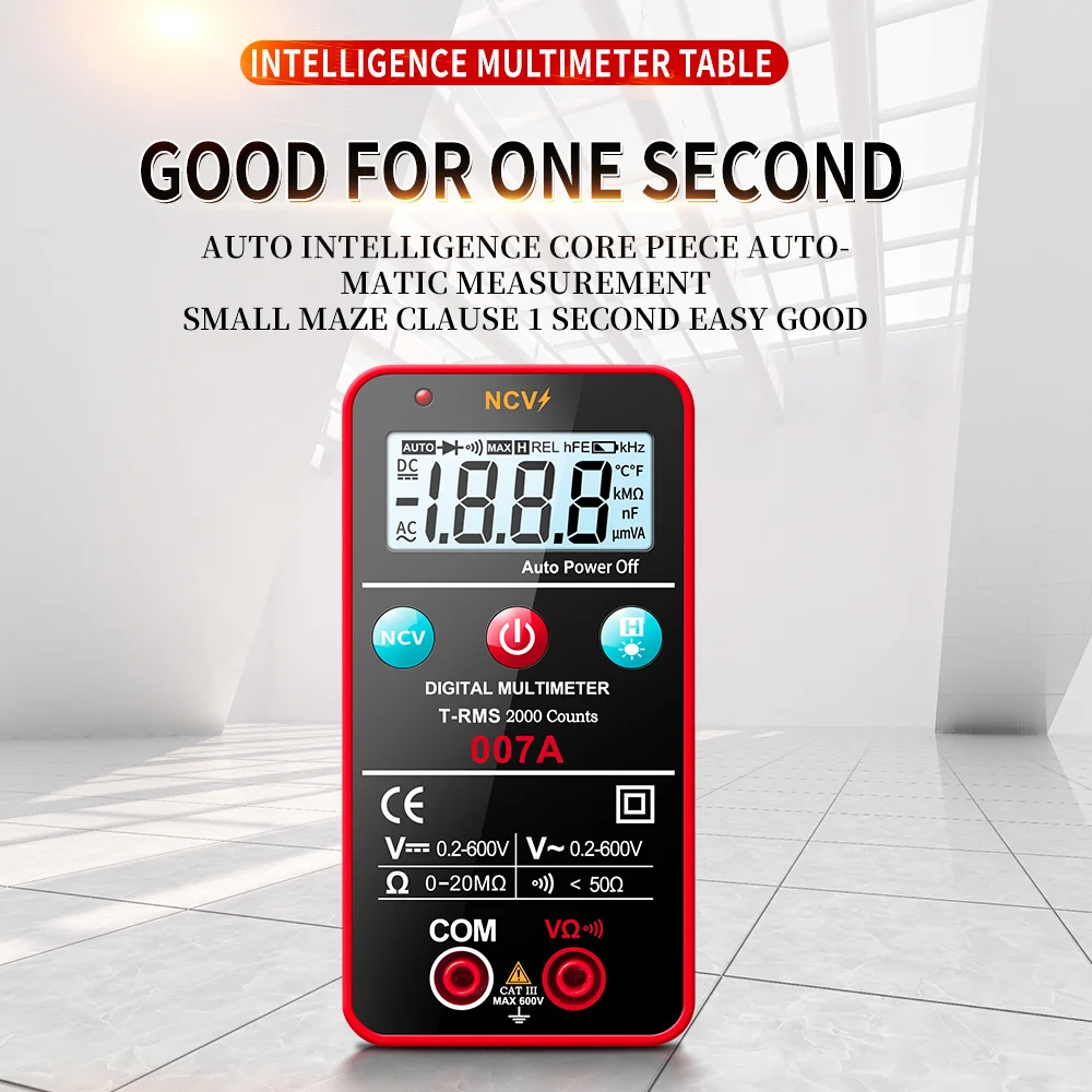 

007A Fully Automatic Electrician Household Maintenance Multimeter with Backlight AUTO Smart Chip Identification and Measurement