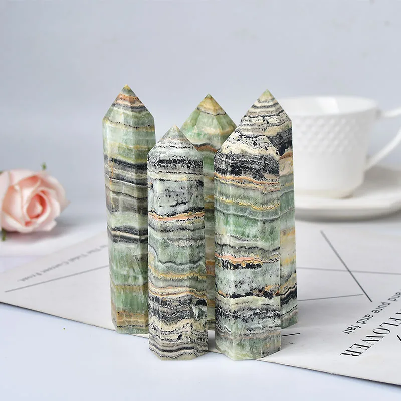 100-120mm Natural Mineral Crystal Point Fluorite Root Tower Large Size Quartz Reiki Obelisk Healing Stone Ornaments Home Decor