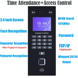 125Khz Rfid Card Face Recognition Time Attendance Fingerprint Access Control Keypad Palmprint Recognition 500 face 1000 Finger
