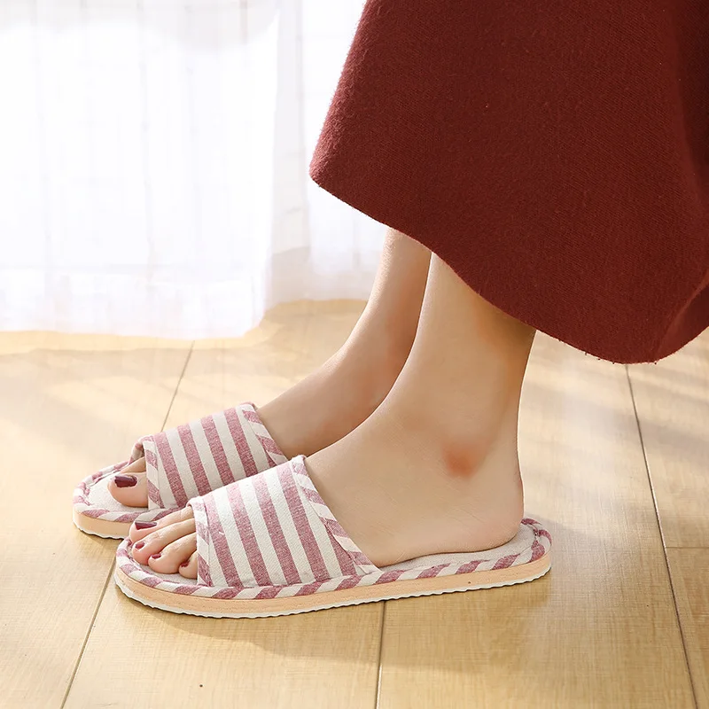 New Women Indoor Floor Flat Shoes Spring Autumn Linen Flip Flops Home Slippers Female Slipper Comfortable Zapatillas de hombre